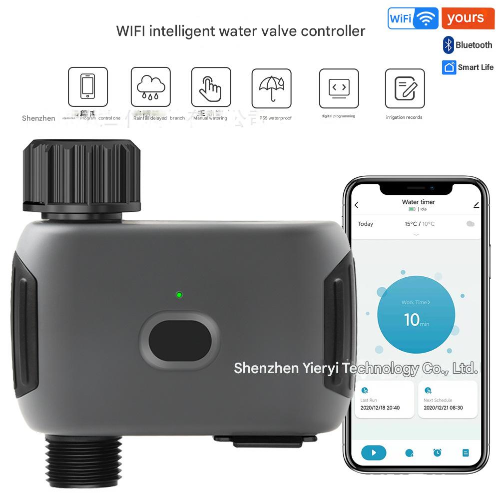 Smart Dual Outlet Bluetooth WiFi Irrigation Controller with Timer – Automatic Lawn & Garden Watering System
