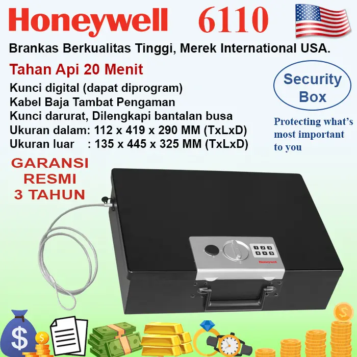 Gambar HONEYWELL 6110 Brankas Security Box, Garansi Resmi, Official Store - 6110 dari Taruna Jaya International Kota Administrasi Jakarta Utara 3 Tokopedia
