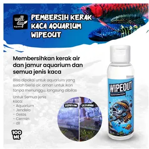 Cairan WIPEOUT Pembersih Kerak Jamur Kaca Aquarium Ikan Hias / Air Penghilang Noda Kotor Lumut Kaca Kolam Akuarium Hidroponik