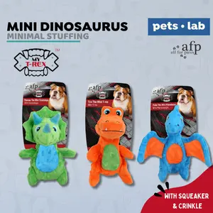 All For Paws AFP T-REX Dinosaurus Dog Toy Plush Mainan Anjing Boneka Dino Small Squeaker Bunyi Durable