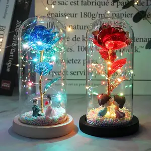 Lampu Buket Bunga Mawar LED Kaca Untuk Valentine Anniversary | Kado Ulang Tahun Cewek | Hadiah UlangTahun | bouquet bunga | Bunga Meja