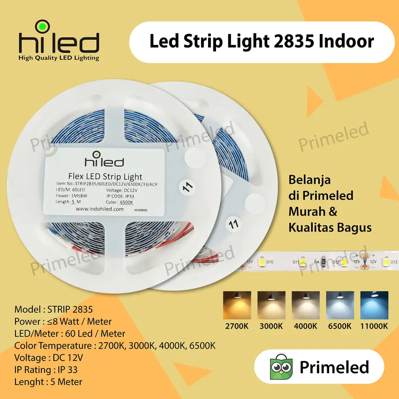Lampu Led Strip Hiled 2835 60 Led indoor - Shop | Tokopedia