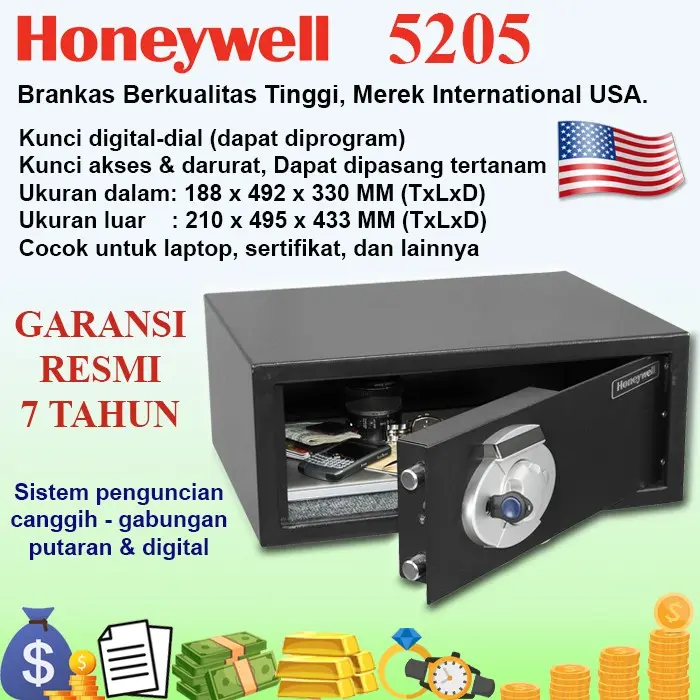 Gambar HONEYWELL 5205, 5203 Brankas Baja, Kunci Digital Canggih, Tingkat Keamanan Tinggi, Garansi 7 Tahun, Official Store - 5205 dari Taruna Jaya International Kota Administrasi Jakarta Utara 5 Tokopedia