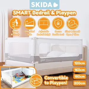 SKIDA Smart Bedrail & Playpen 120cm, 160cm, 180cm, 200cm Pagar Kasur dan Bermain Anak Tinggi Kokoh Multifungsi