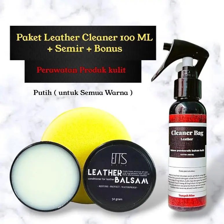 Paket Leather Cleaner + Semir Perawatan Tas kulit Sepatu Kulit Jaket Kulit/Pembersih Tas kulit Penghilang Jamur Tas kulit/Leather Cleaner/Leather Balsam/Semir Tas kulit