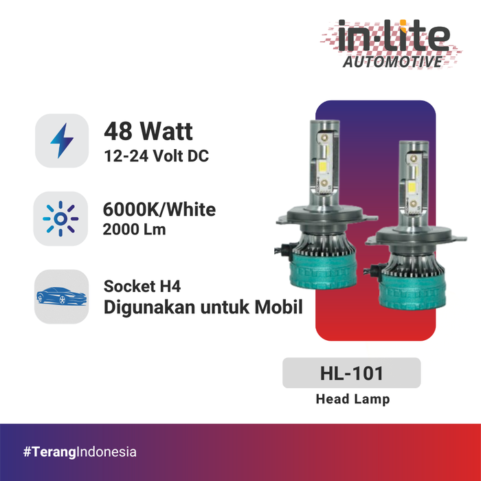 Gambar in-Lite Automotive LED Lampu Mobil - Head Lamp H4 INAHL101 dari IN - LITE LED Kab. Bekasi Tokopedia