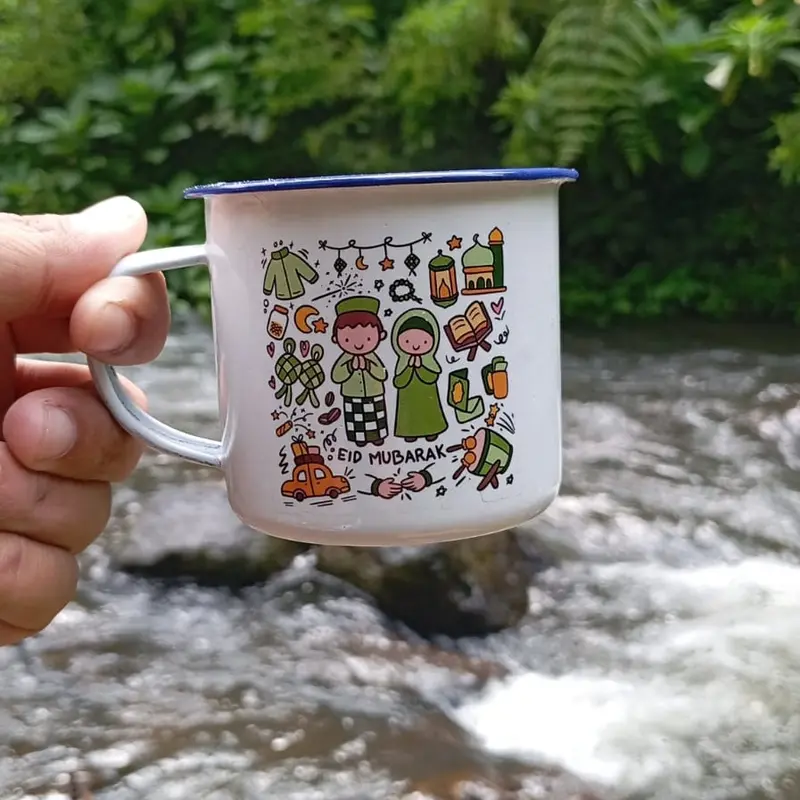 Gelas Cangkir Kaleng Enamel Souvenir Gelas Enamel Custom Desain Seng 6