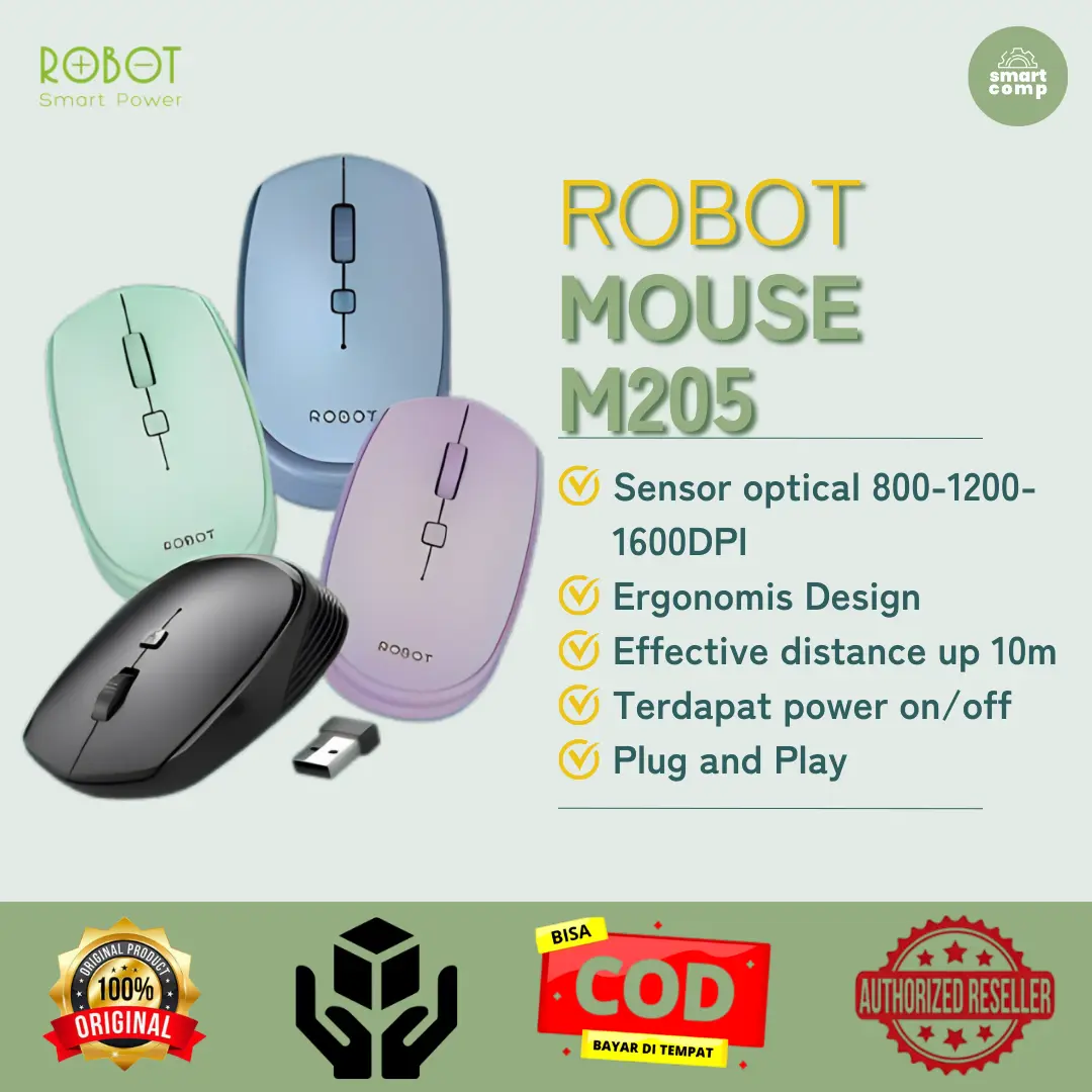 Robot Mouse Wireless M205 Wireless Mouse 2.4Ghz 16000DPI