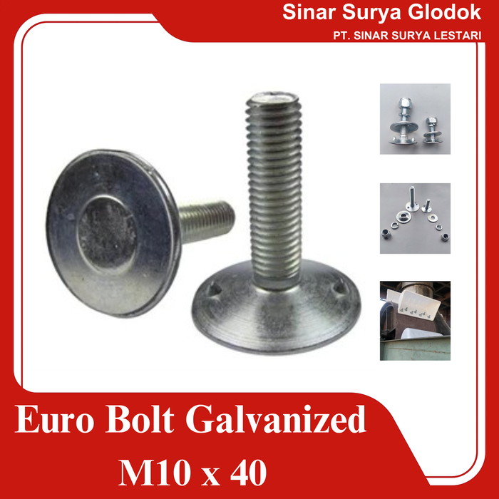 Gambar Euro Bolt M10 x 40mm - Baut Conveyor Kuat Anti Karat dari Sinar Surya Glodok Kota Administrasi Jakarta Barat Tokopedia