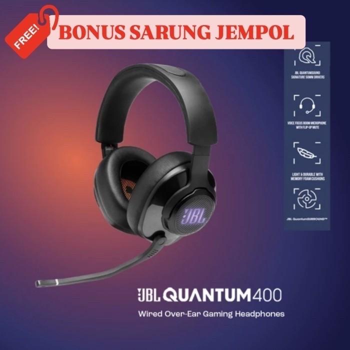 Gambar JBL Quantum 400 Over Ear Gaming Headset Wired Jack Aux 3.5 mm + USB , Headphone Game with Mic Microphone Lightweight Durable dari Click & Go Tokopedia Kota Bandung Tokopedia