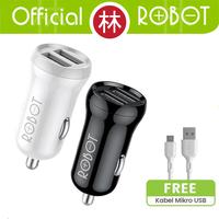 Gambar Robot RT-C07 Car Charger Dual Output 2.4A With Data Cable Micro USB - White dari Liem Group Kota Administrasi Jakarta Barat 1 Tokopedia