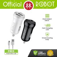 Gambar Robot RT-C07 Car Charger Dual Output 2.4A With Data Cable Micro USB - White dari Liem Group Kota Administrasi Jakarta Barat 2 Tokopedia