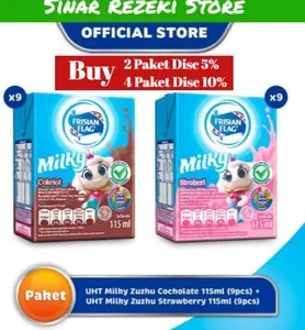 READY!! Frisian Flag Milky Susu UHT Mix Chocolate - Strawberry 115ml [18 Pcs]
