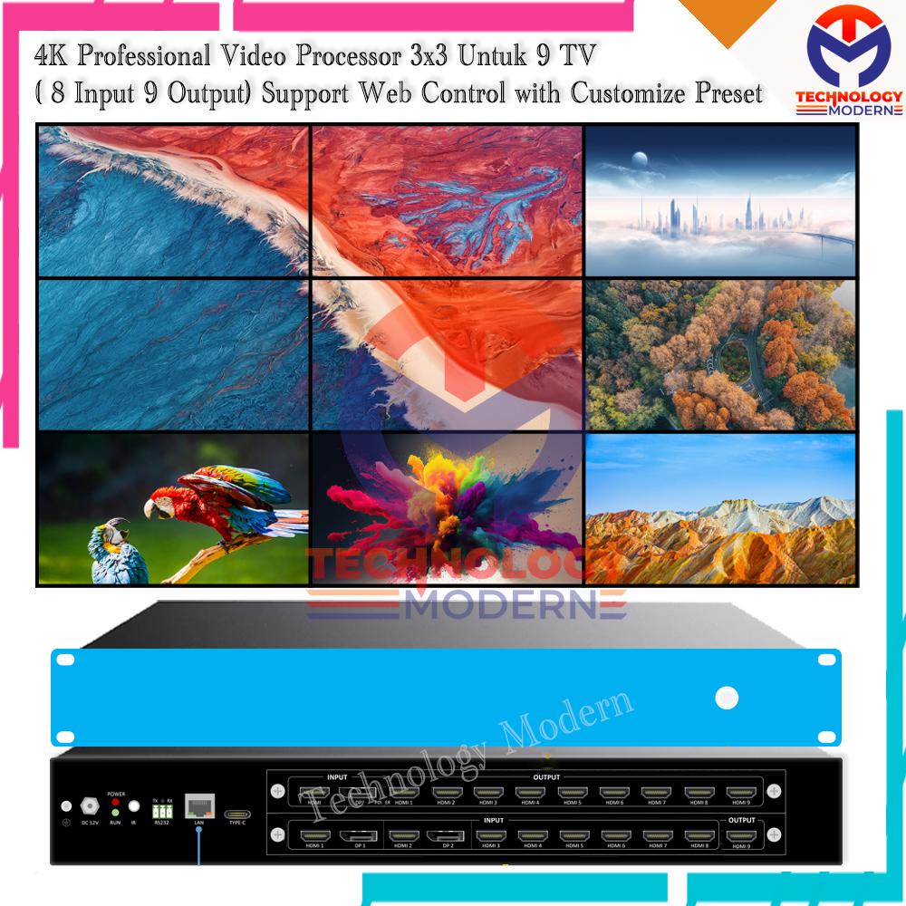 4K HDMI Video Processor 8 Input 9 Output Seamless Switching Support Web Control With Video Wall Controller 3x3 2x4