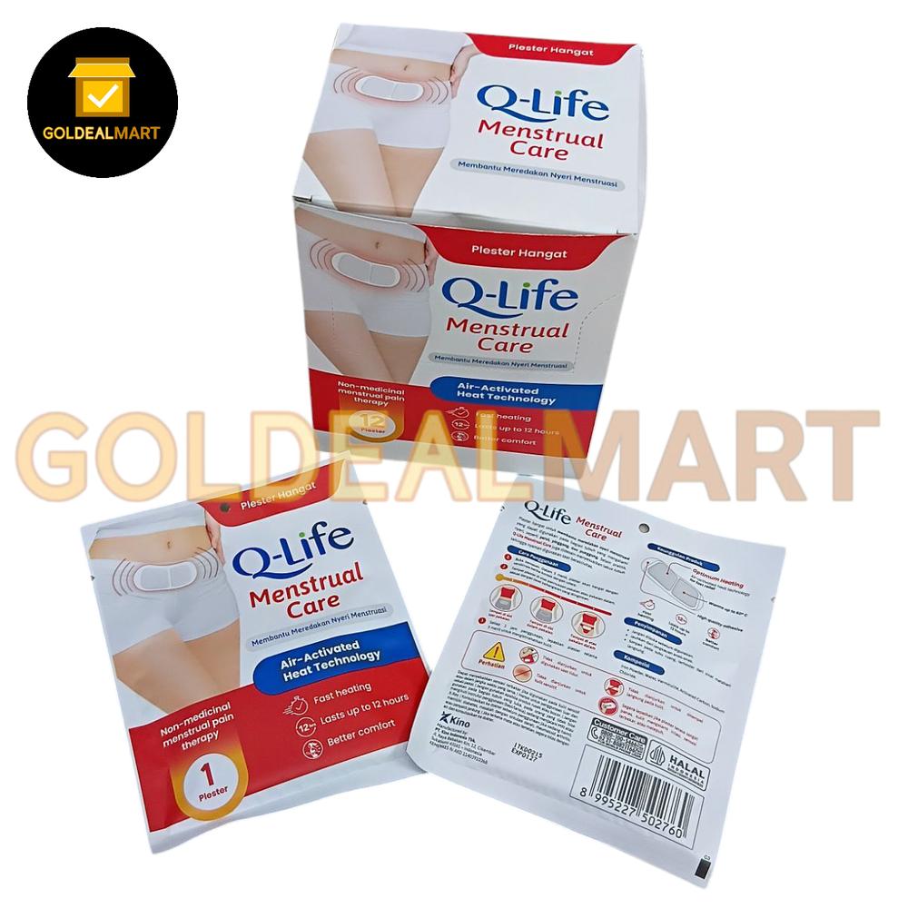 Koyo plester plaster hangat membantu meredakan nyeri menstruasi halal MUI Q - Life QLife Menstrual Care 12 pads dalam kemasan kotak kardus dus karton