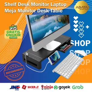 Meja Monitor Desk Table Charging Port Dan USB 3.0 Shelf Desk Monitor Stand Desk Shelf Meja Laptop Desk Monitor Stand Riser  Computer