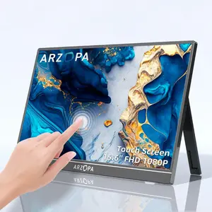 Arzopa A1T Factory 15.6 Inch IP65 Triple Portable Capacitive High Brightness Touch Screen Monitors for Laptop