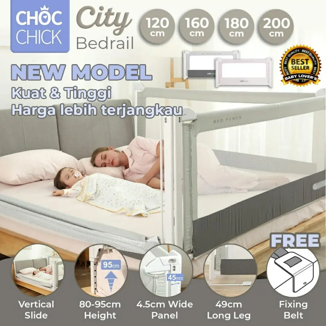 BEDRAIL Pagar Kasur Choc Chick CITY [ 200cm,180cm,160cm,120cm ] Strong & Tall Kokoh