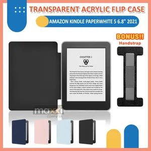 [ BONUS HAND STRAP ] Casing untuk Amazon Kindle Paperwhite 5 11th Gen 2021 6.8" 6,8 Inch M3L3EK M3L4EK Premium Acrylic Smart Flipcase Flipcover Bookcover Flip Case Book Cover Sarung Kesing Akrilik Bening Transparan Tab Tablet E-Book ( FRK )