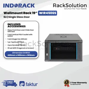 WIR4506S INDORACK WALLMOUNT RACK SERVER 450MM 6U SINGLE GLASS DOOR