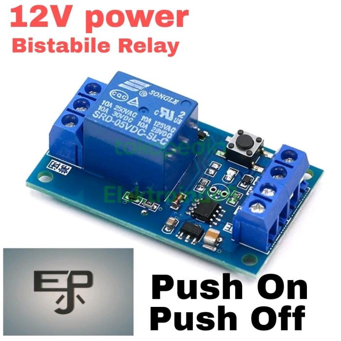 Jual relay bistabile 12v otomatis lock push button flip flop on off ...
