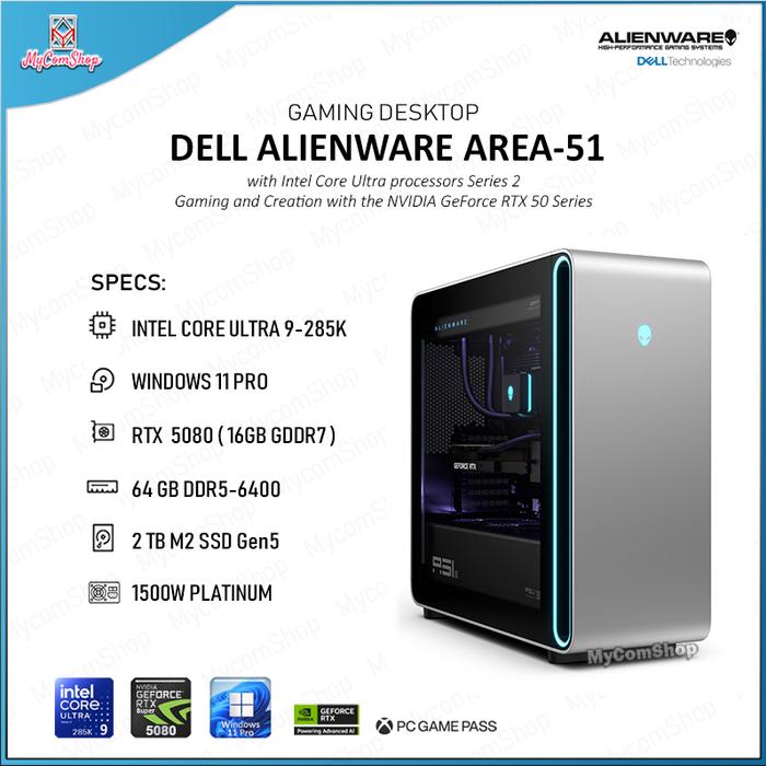 Gambar DELL ALIENWARE AREA-51 2025 GAMING DESKTOP ULTRA 9 285K 64GB RAM 2TB SSD RTX 5080 16GB VRAM WIN 11 PRO dari MYCOMSHOP Kota Administrasi Jakarta Utara Tokopedia