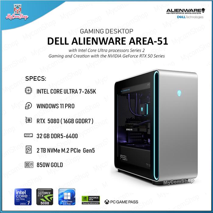 Gambar DELL ALIENWARE AREA-51 2025 GAMING DESKTOP ULTRA 7 265K 32GB RAM 2TB SSD RTX 5080 16GB VRAM WIN 11 PRO dari MYCOMSHOP Kota Administrasi Jakarta Utara Tokopedia