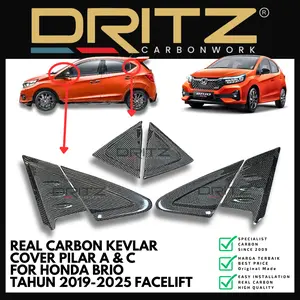Asli Carbon Kevlar Cover PILAR A & C Honda Brio 2018 2025 karbon fibre 19 20 21 22 23 24