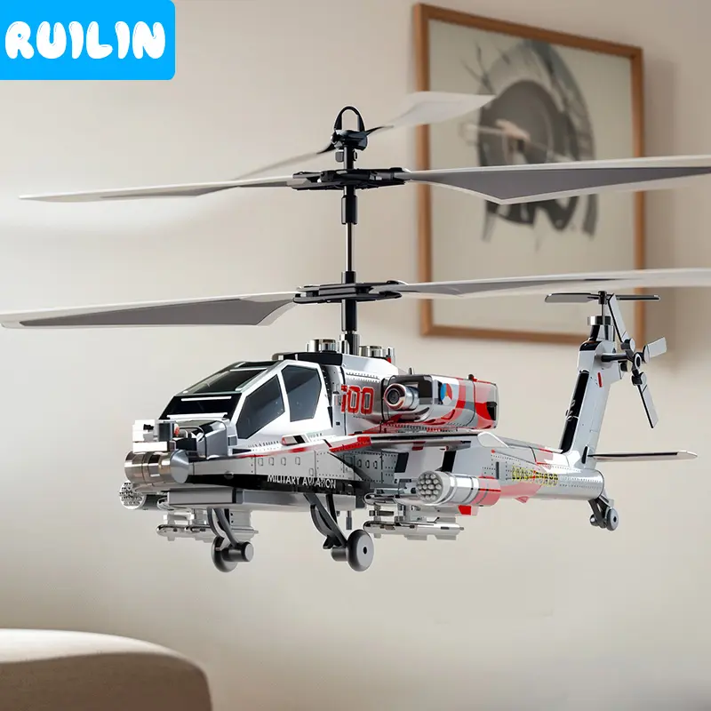 Mainan Helikopter Remote Control 3.5 Channel 2.4GHZ RC Helikopter Apache Mainan Pesawat Terbang Anak Ada Giroskop