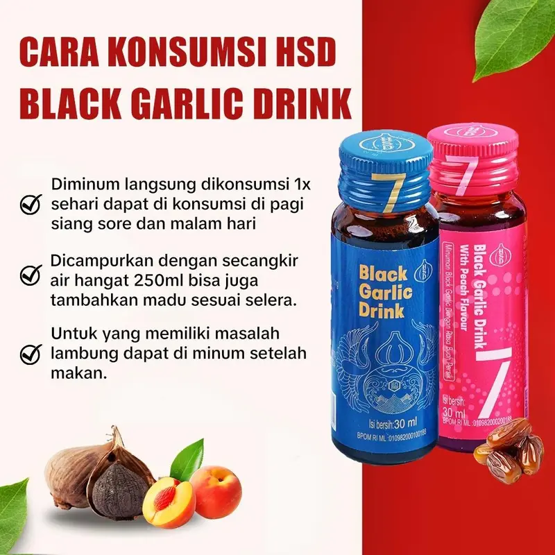 HSD Black Garlic Drink Original & Peach - Minuman Ekstrak Bawang Hitam Bebas Pengawet & BPOM 3
