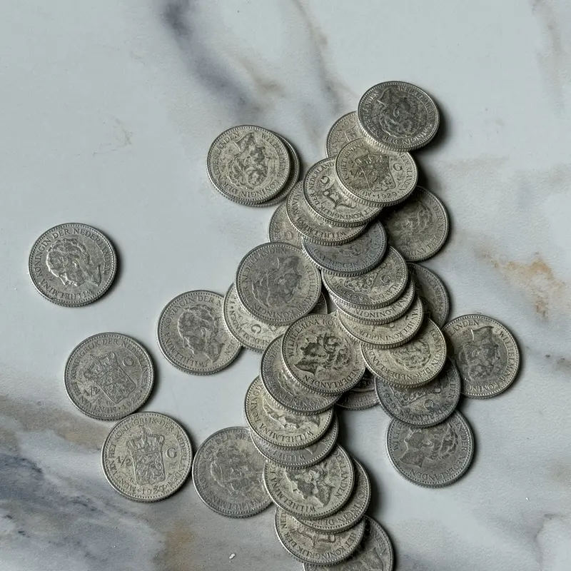 Uang koin perak kuno 1/4 gulden wilhelmina 2