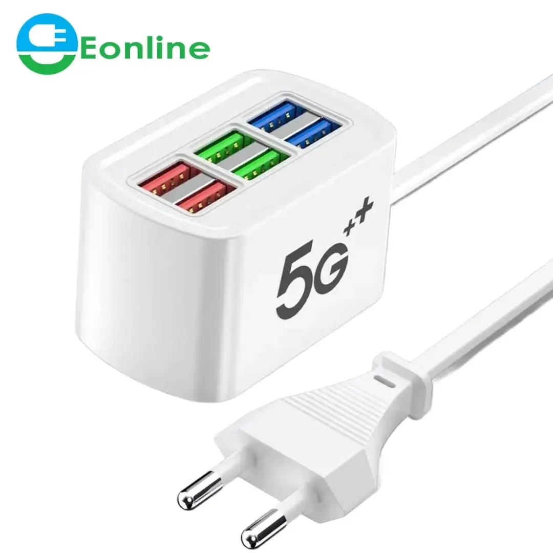 6 Port Usb Fast Charger 3.1 A Stable Output 5G Power Fast Charging Station Dock with Phone Holder
