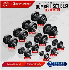 Dumbell set 4KG 7,5KG 10KG 12,5KG 15KG 17,5KG 20KG 22,5KG 25KG 27KG 32,5KG, barbell adjustable plate besi