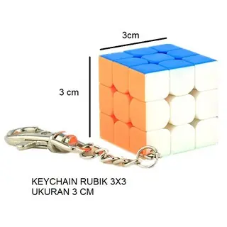 Mainan Puzzle Kubus Teka Teki Keychain 3x3 Mini 30 mm Moyu - Gantungan Kunci Rubix 3x3 3 cm