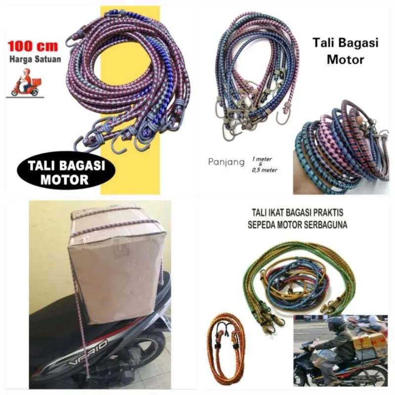 Tali Bagasi Motor Karet Pengikat Barang Panjang 60cm 100cm 0