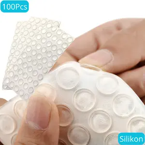 100Pcs Stiker Penahan Pintu Lemari Kabinet Serbaguna Peredam Benturan Silicone Hemispherical