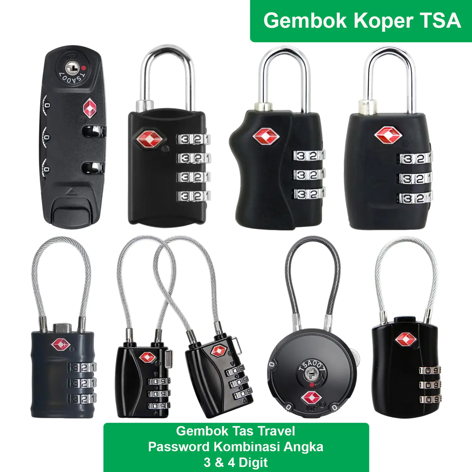 Gembok Koper TSA Kunci Tas Kombinasi Angka 3 4 Digit Travel Suitcase Password Lock