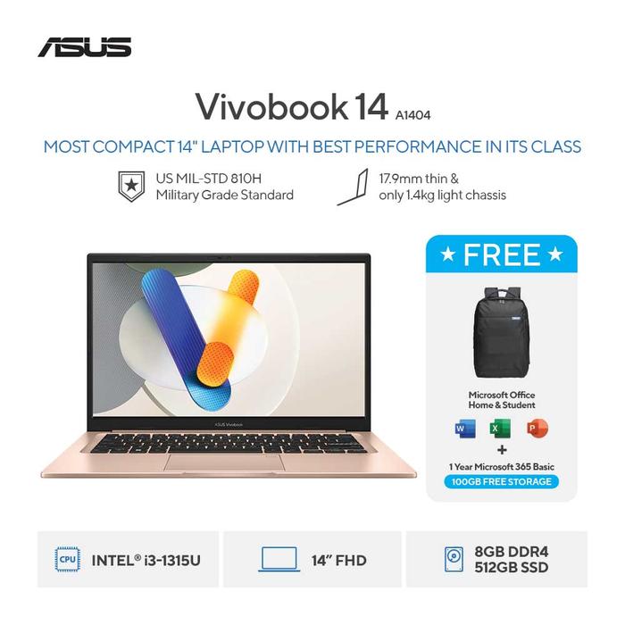 Gambar Asus Vivobook 14 A1404VA VIPS [i3-1315U|RAM 8GB|SSD 512GB|Win11|OHS24+365] dari megacom.id Kota Administrasi Jakarta Pusat Tokopedia