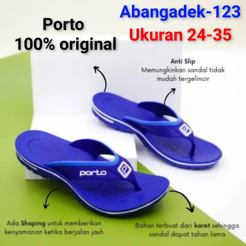 PORTO 1016B sandal jepit karet anak laki-laki ukuran 24-35 Fashion 1