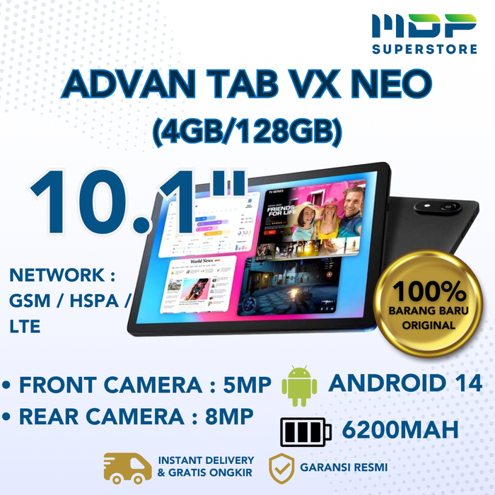 Gambar ADVAN TAB VX NEO (4GB/128GB) 10,1 INCH 4G LTE BLACK dari mdpsuperstore Kota Palembang Tokopedia