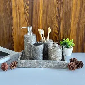 Hampers Kado Perlengkapan Mandi Marmer Bathroom Set Marble Marmer | Bathroom Set Marble Gift