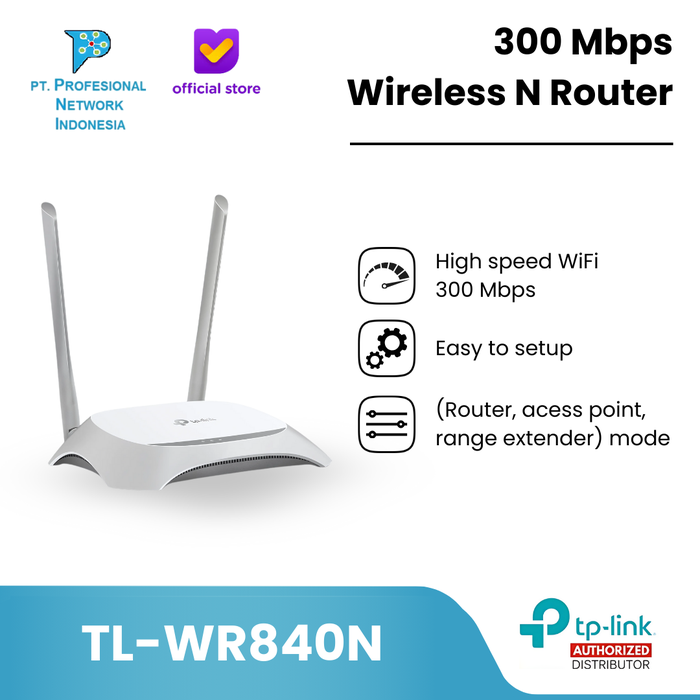 Gambar TP-LINK TL-WR840N 300Mbps Wireless N Router dari Profesional Network Kota Administrasi Jakarta Pusat Tokopedia