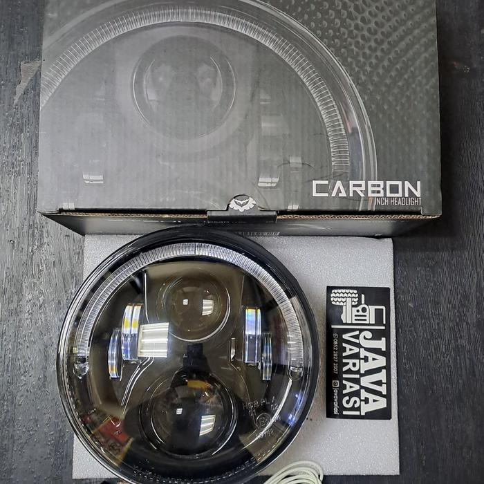 Gambar Headlamp LED STEDI CARBON BLACK 7" LED HEADLIGHT JEEP JK dari javavariasi Kota Administrasi Jakarta Pusat Tokopedia