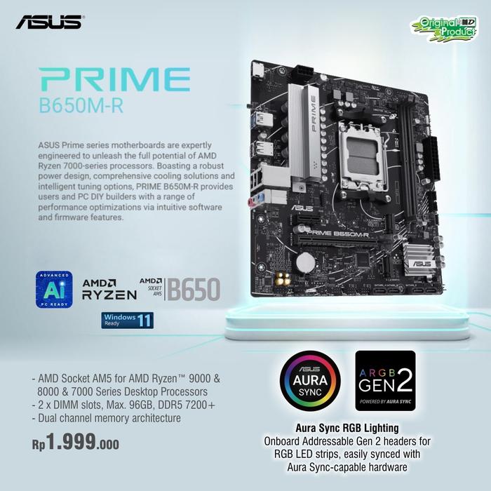 Gambar ASUS PRIME B650M-R ARGB (Socket AM5) dari Toko Expert Komputer Kota Administrasi Jakarta Pusat Tokopedia