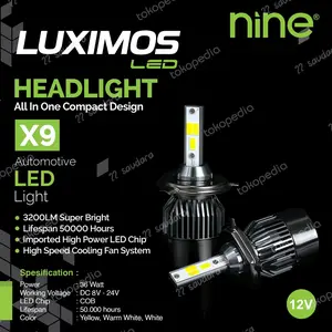 LAMPU LED MOBIL 3 WARNA X9 ECO9 LUMINOS LED H4/HS1 HI LOW