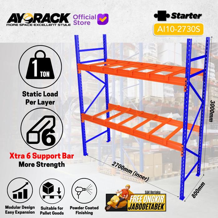 Promo PALLET RACKING 1 TON AYORACK AI10-2730S RAK HEAVY DUTY 3 METER ...