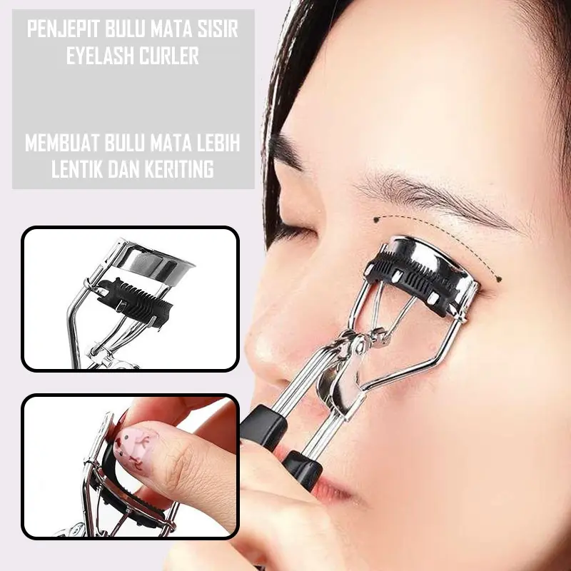 Penjepit bulu mata sisir eyelash curler stainless steel eye make up tool pelentik tahan lama 0