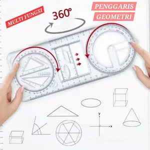 Penggaris Busur Multifungsi Penggaris Geometri Segitiga Lingkaran Jangka Derajat