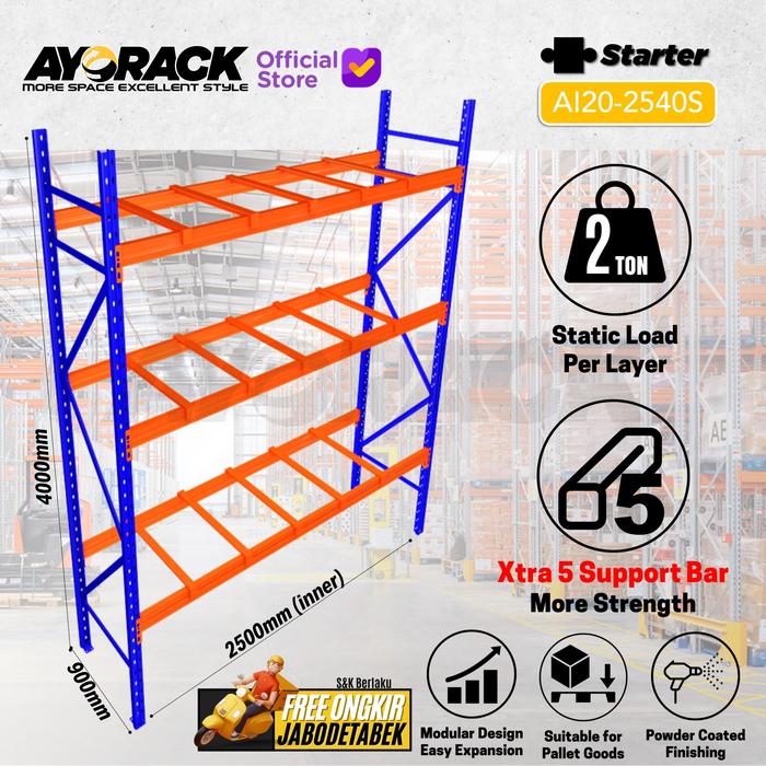 Promo AYORACK PALLET RACKING 2 TON AI20-2540S RAK GUDANG HEAVY DUTY 4 ...