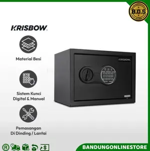 Brankas Kecil Digital Krisbow 31 x 20 x 20 Cm Mini Brangkas Besi 20SCE 1/3 Steel Safe Digital Box Deposit Hitam